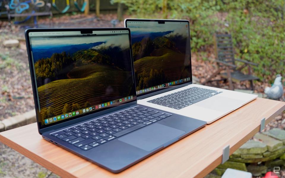 MacBook Air M3 13-inch and 15-inch side angle