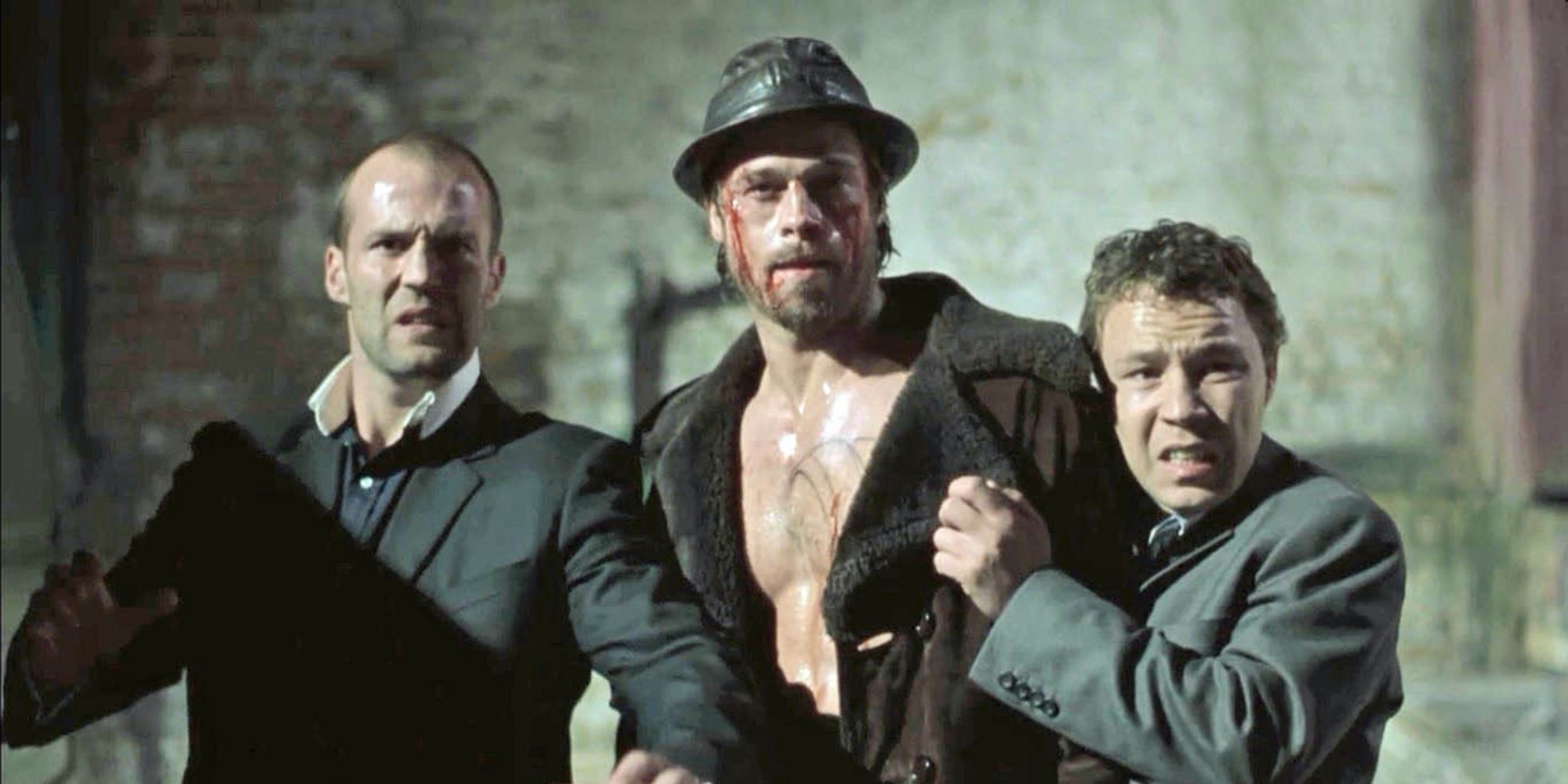 Turkish, Mickey, and Tommy looking scared in Snatch 
