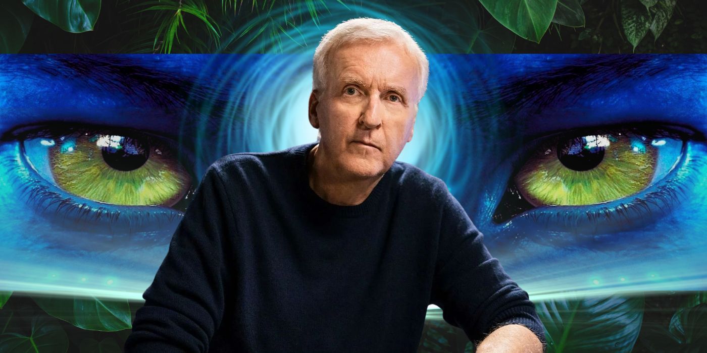 Custom image of James Cameron and the eyes of one of his Avatar characters