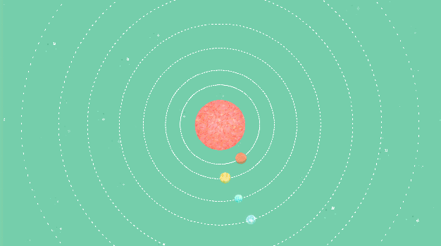 Illustrated GIF of planets orbiting the sun.