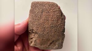 Ancient tablet inscribed with cuneiform text in both the Hittite and Hurrian languages.